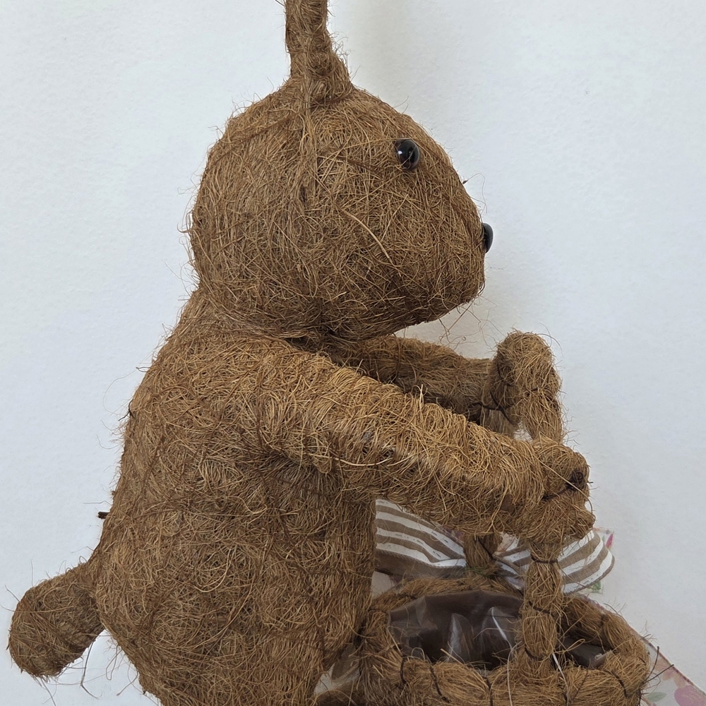Rustic Rabbit Planter Basket in Natural Brown - Picture 5 of 11